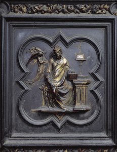 St Matthew the Evangelist, panel B i norddørene til dåpskapellet i San Giovanni, 1403-24 (bronse)